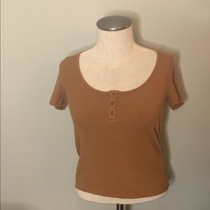 Forever 21 scoop neck gold/mustard Henley top S